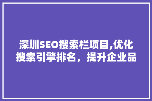 深圳SEO搜索栏项目,优化搜索引擎排名，提升企业品牌影响力