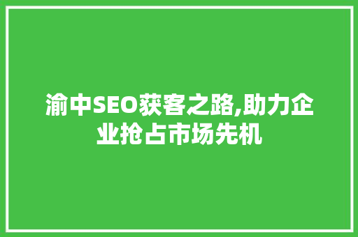 渝中SEO获客之路,助力企业抢占市场先机