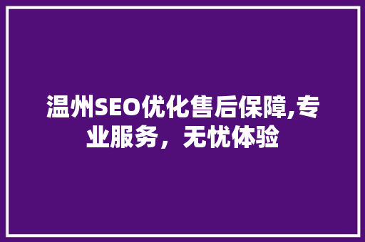 温州SEO优化售后保障,专业服务，无忧体验