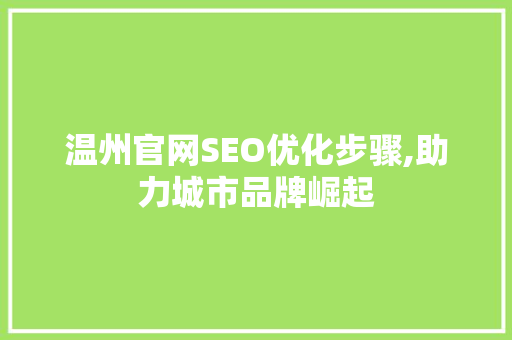温州官网SEO优化步骤,助力城市品牌崛起