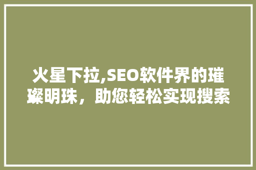 火星下拉,SEO软件界的璀璨明珠，助您轻松实现搜索引擎优化