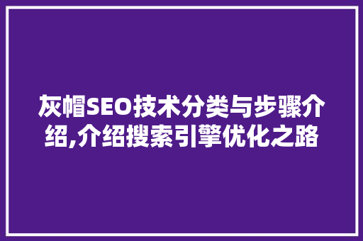 灰帽SEO技术分类与步骤介绍,介绍搜索引擎优化之路