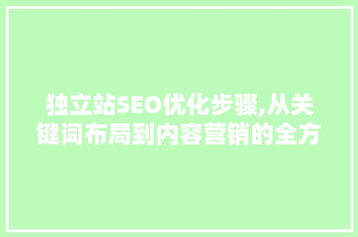 独立站SEO优化步骤,从关键词布局到内容营销的全方位介绍