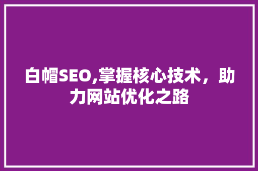 白帽SEO,掌握核心技术，助力网站优化之路
