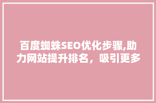 百度蜘蛛SEO优化步骤,助力网站提升排名，吸引更多流量