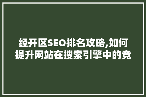 经开区SEO排名攻略,如何提升网站在搜索引擎中的竞争力