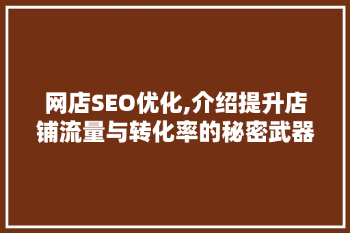 网店SEO优化,介绍提升店铺流量与转化率的秘密武器 电脑配置