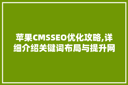 苹果CMSSEO优化攻略,详细介绍关键词布局与提升网站排名 电脑配置