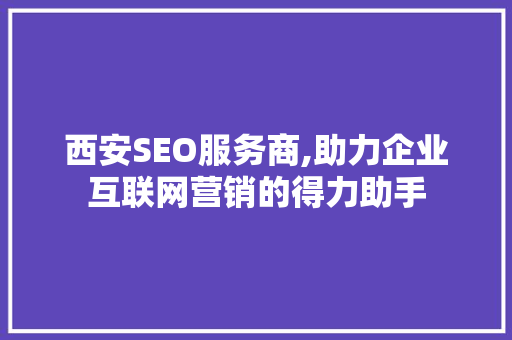 西安SEO服务商,助力企业互联网营销的得力助手