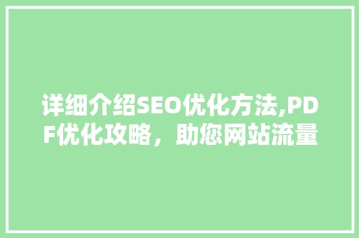 详细介绍SEO优化方法,PDF优化攻略，助您网站流量翻倍