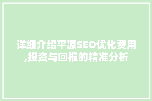 详细介绍平凉SEO优化费用,投资与回报的精准分析