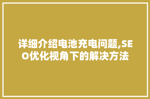 详细介绍电池充电问题,SEO优化视角下的解决方法