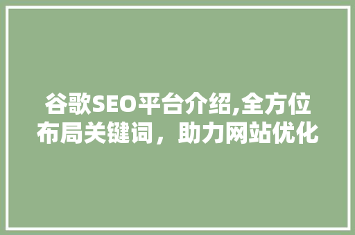 谷歌SEO平台介绍,全方位布局关键词,助力网站优化 谷歌SEO平台介绍,全方位布局关键词,助力网站优化