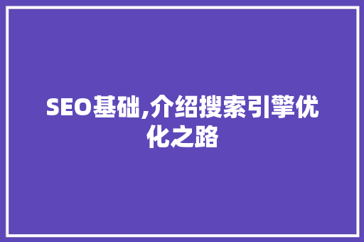 SEO基础,介绍搜索引擎优化之路