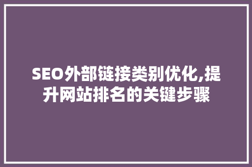 SEO外部链接类别优化,提升网站排名的关键步骤
