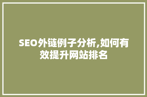 SEO外链例子分析,如何有效提升网站排名