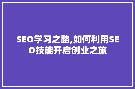 SEO学习之路,如何利用SEO技能开启创业之旅