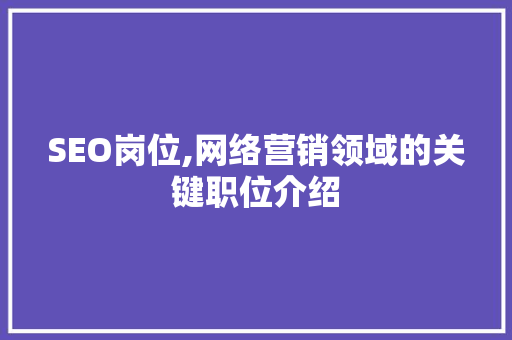 SEO岗位,网络营销领域的关键职位介绍
