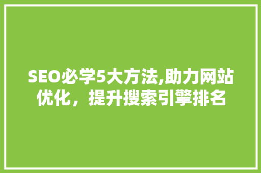 SEO必学5大方法,助力网站优化，提升搜索引擎排名