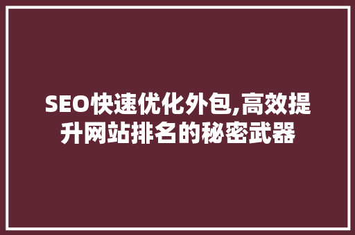 SEO快速优化外包,高效提升网站排名的秘密武器