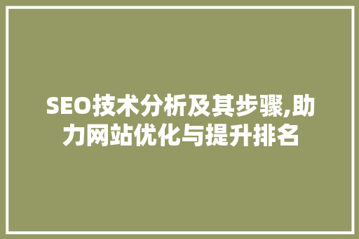 SEO技术分析及其步骤,助力网站优化与提升排名