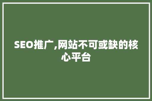 SEO推广,网站不可或缺的核心平台
