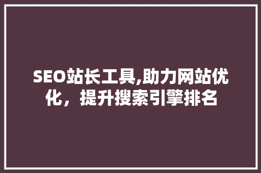 SEO站长工具,助力网站优化，提升搜索引擎排名
