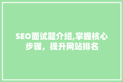 SEO面试题介绍,掌握核心步骤，提升网站排名