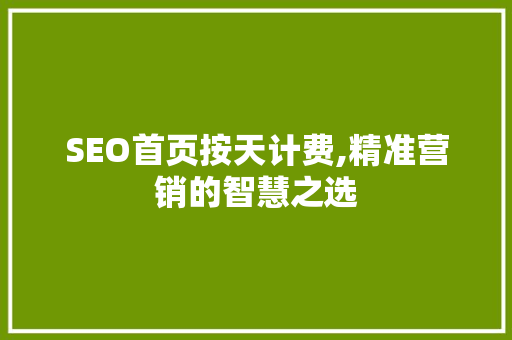 SEO首页按天计费,精准营销的智慧之选