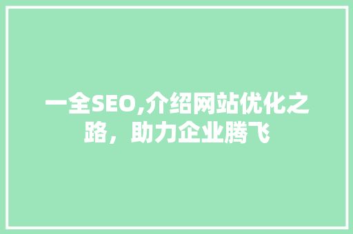 一全SEO,介绍网站优化之路，助力企业腾飞