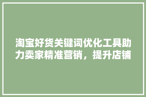 淘宝好货关键词优化工具助力卖家精准营销，提升店铺竞争力