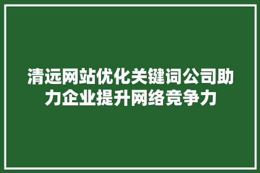 清远网站优化关键词公司助力企业提升网络竞争力