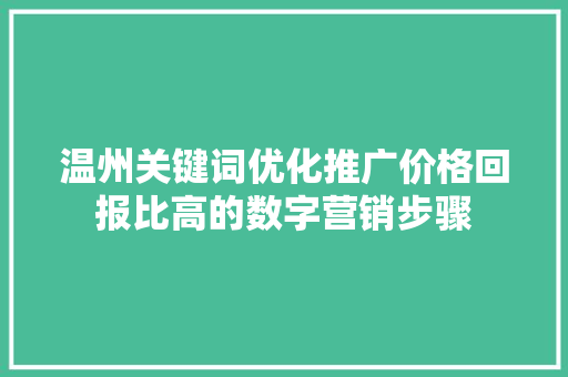 温州关键词优化推广价格回报比高的数字营销步骤