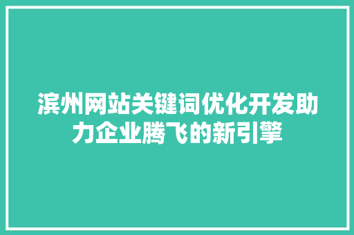 滨州网站关键词优化开发助力企业腾飞的新引擎