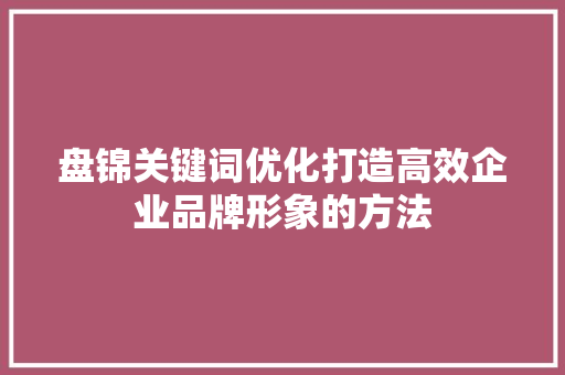 盘锦关键词优化打造高效企业品牌形象的方法