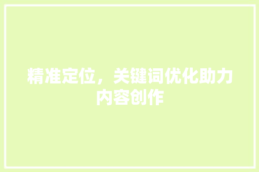 精准定位,关键词优化助力内容创作 精准定位,关键词优化助力内容创作