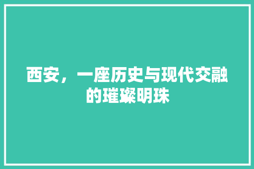 西安,一座历史与现代交融的璀璨明珠 西安,一座历史与现代交融的璀璨明珠