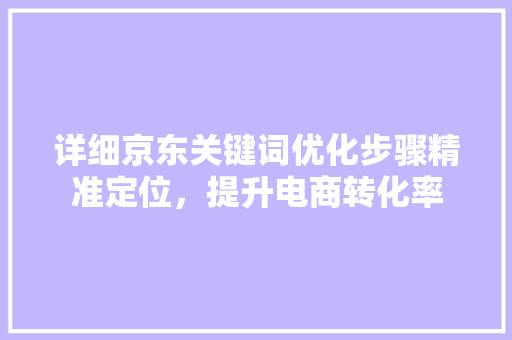 详细京东关键词优化步骤精准定位，提升电商转化率