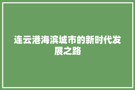 连云港海滨城市的新时代发展之路