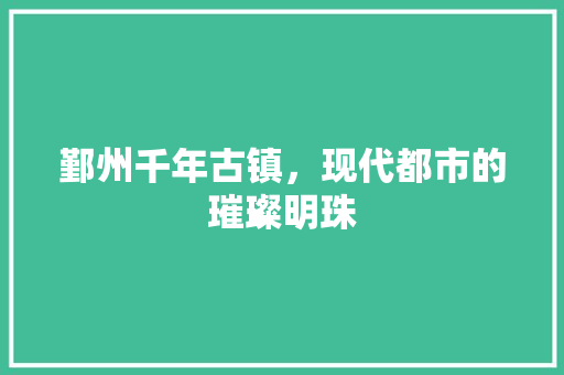 鄞州千年古镇，现代都市的璀璨明珠