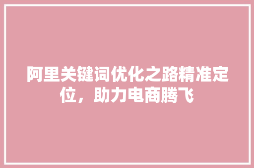 阿里关键词优化之路精准定位，助力电商腾飞