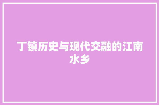丁镇历史与现代交融的江南水乡 丁镇历史与现代交融的江南水乡