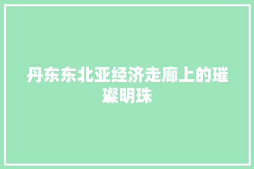丹东东北亚经济走廊上的璀璨明珠