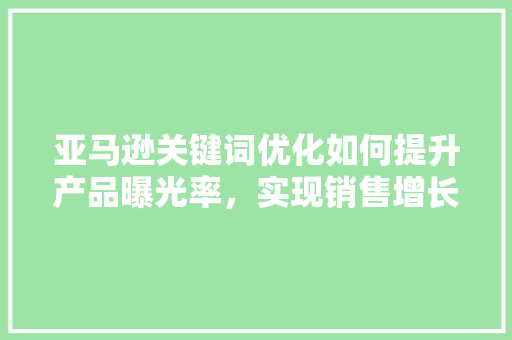 亚马逊关键词优化如何提升产品曝光率，实现销售增长