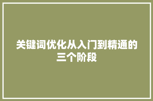 关键词优化从入门到精通的三个阶段