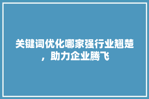 关键词优化哪家强行业翘楚，助力企业腾飞