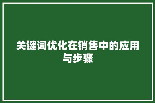 关键词优化在销售中的应用与步骤 电脑配置