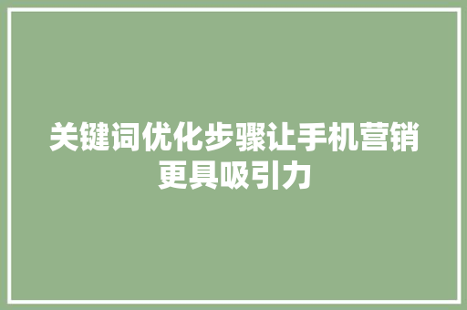 关键词优化步骤让手机营销更具吸引力 关键词优化步骤让手机营销更具吸引力