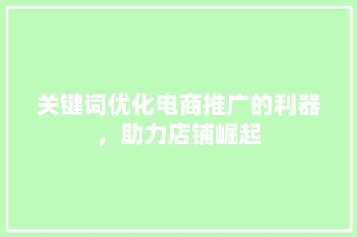 关键词优化电商推广的利器，助力店铺崛起
