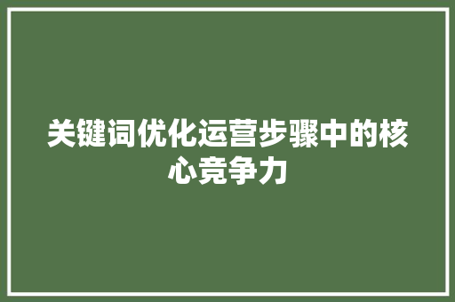 关键词优化运营步骤中的核心竞争力